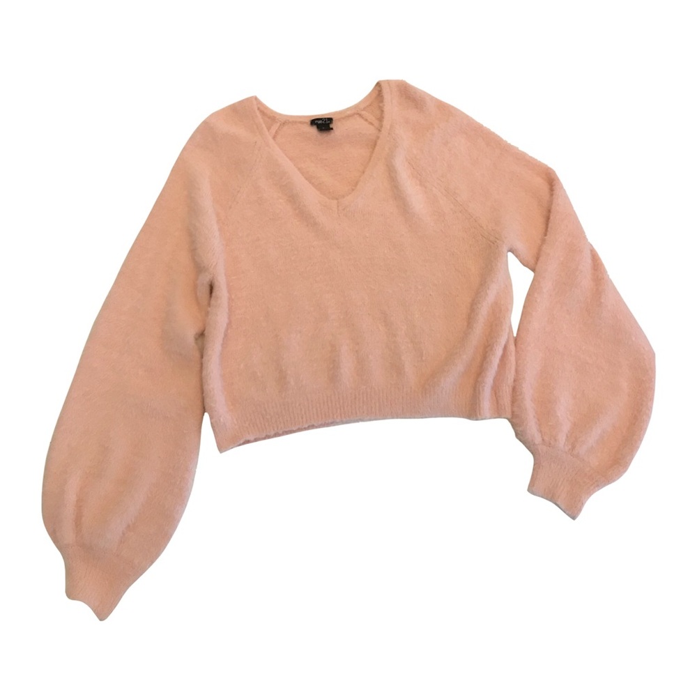 Rue 21 Pink Bell Sleeve Fuzzy Sweater, size L